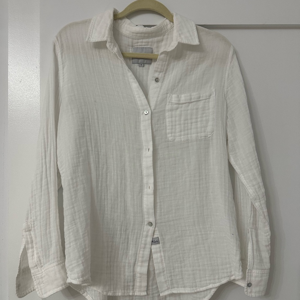 Rails - White Casual Button Down Shirt with Traditional Collar -medium